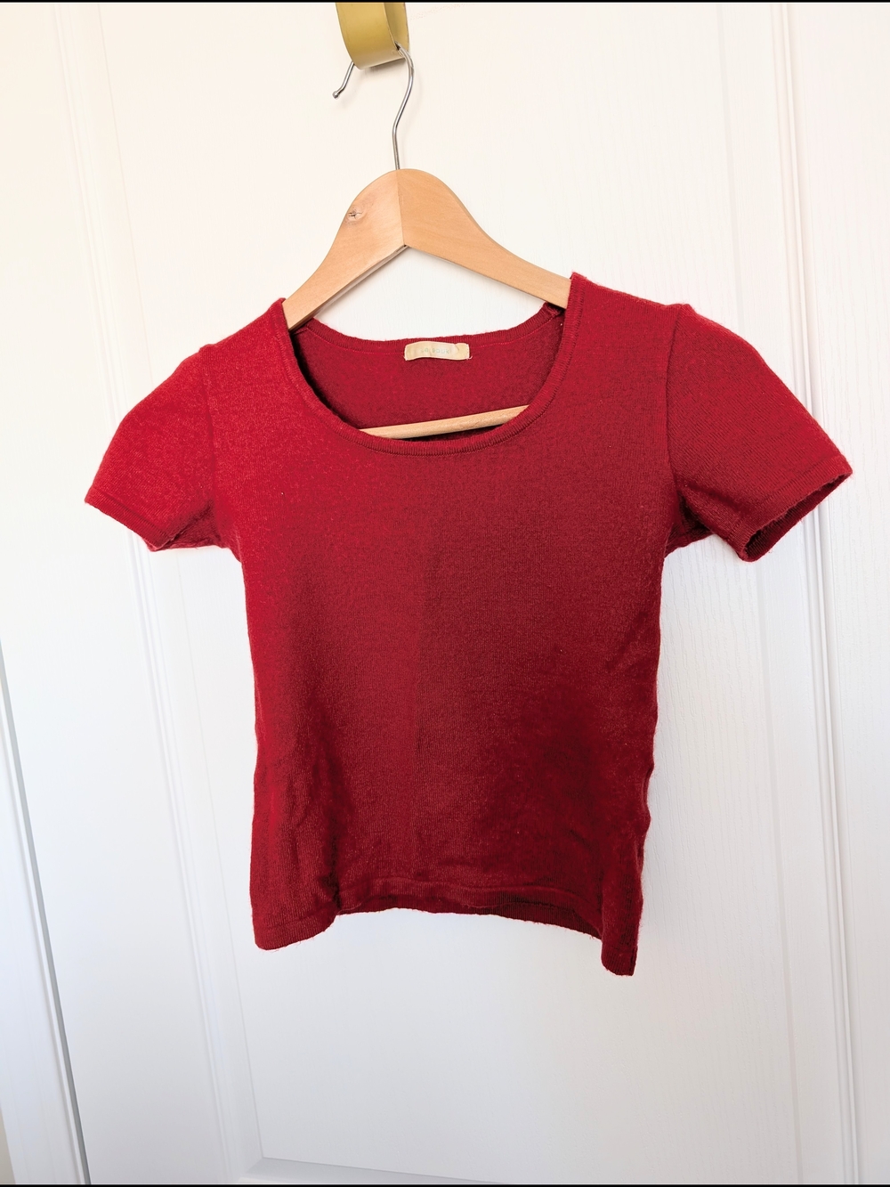 Short Red Scoop Neck Women's Crop Top